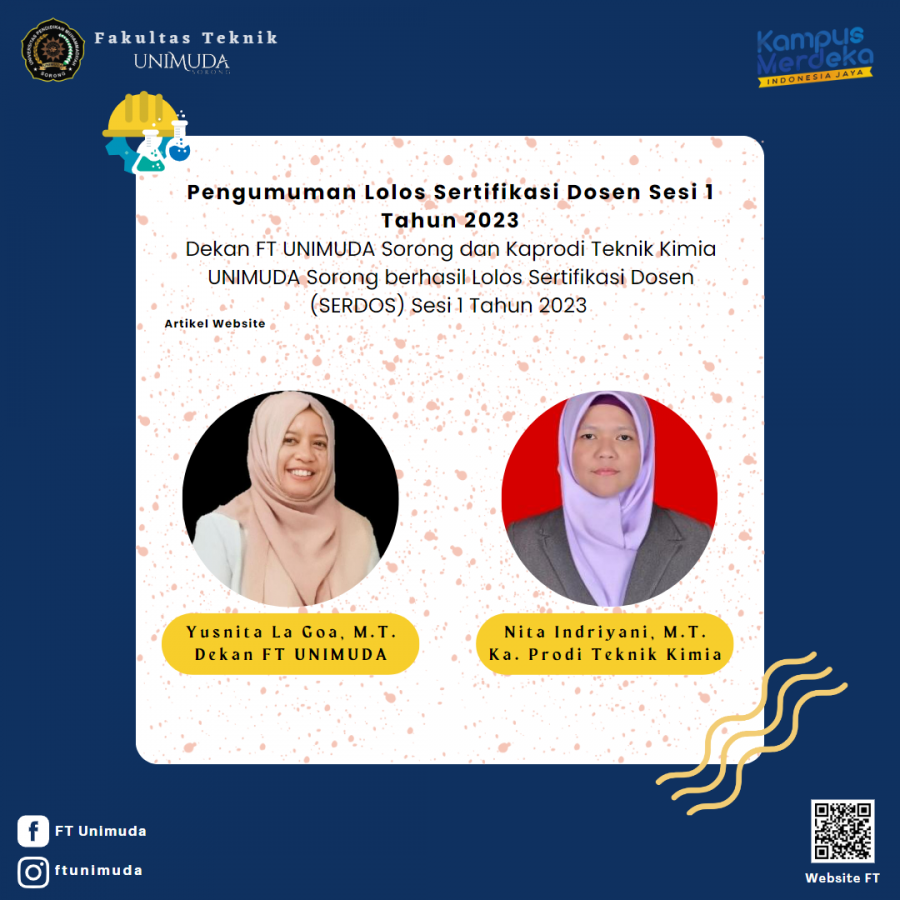 Dua Dosen FT UNIMUDA Lolos Serdos Sesi 1 Tahun 2023